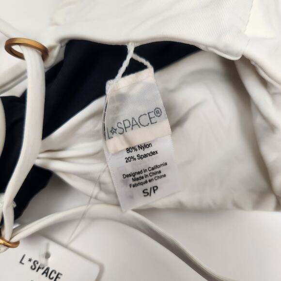 L*Space Ringo Bikini Top in Black & Cream Size Small NWT Adjustable - Picture 5 of 5